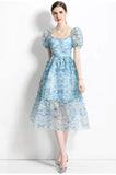 PALACE SQUARE COLLAR BUBBLE SLEEVE DRESS