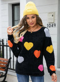 Round Neck Mink Hair Heart Sweater