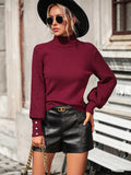 STYLISH WOMEN TURTLENECK BEADED SWEATER