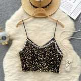 Rhinestone Sequined Crop Top