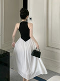 Black White Halter Gown Voluminous Tulle Skirt