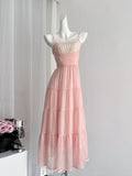 Tencel Pink Layer Sweet Maxi Beach Dress