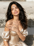 Champagne Satin Short Sleeves A Line Homecoming Dress