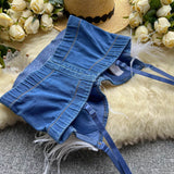 Luxurious Feather Trim Embellished Denim Bustier Top