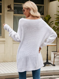 STYLISH SOLID COLOR BUTTONED LOOSE PULLOVER SWEATER