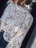 White Lace Scalloped Edges Blouse