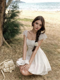 Short Mini Lace-Trimmed White Dress
