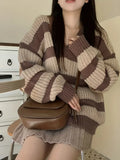 Casual Long Sleeve Striped V Neck Pullover Sweater