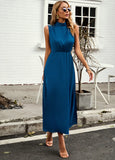 SOLID COLOR LONG SLEEVELESS DRESS