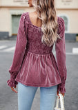 VELVET LONG SLEEVE SHIRT TOP