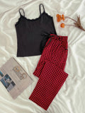 FASHION THIN SLING PLAID HOME SUIT