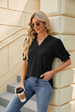 SOLID COLOR LAPEL LOOSE SHORT SLEEVE T-SHIRT