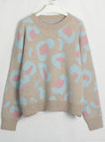 CLASSY MATCHING COLOR LEOPARD CREWNECK SWEATER