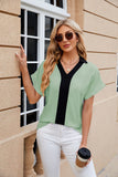 CONTRAST LAPEL CHIFFON SHIRT