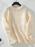 Solid Color Twist Round Neck Sweater