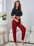 FASHION WAIST-EXPOSED SHORT-SLEEVED LADIES PAJAMAS SET