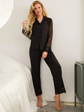Breathable Comfort Black Lace-Trimmed Pajama Set