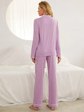 CLASSY SOLID COLOR LONG SLEEVE TROUSERS PAJAMAS SUIT