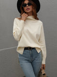 FASHION SOLID COLOR HIGH NECK SWEATER