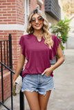 SOLID COLOR U-NECK SHORT SLEEVE LOOSE T-SHIRT