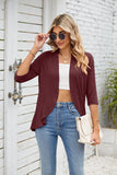 SOLID COLOR CROPPED SLEEVES RUFFLED COAT JACKET