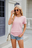 SOLID COLOR ROUND NECK LOOSE SHORT SLEEVE T-SHIRT