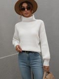 FASHION SOLID COLOR PULLOVER LOOSE TURTLE NECK SWEATER