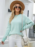 CLASSY STRIPED LONG-SLEEVED ROUND NECK KNITTED PULLOVER SWEATER
