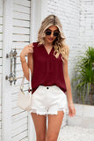 SOLID COLOR V-NECK LOOSE CHIFFON SLEEVELESS VEST