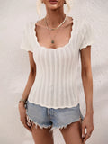 FASHION U-NECK CASUAL SOLID COLOR LOOSE ROUND NECK STITCHING SWEATER