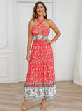 SEXY HALTER BOHEMIAN FLORAL DRESS