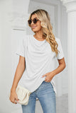 SOLID COLOR ROUND NECK SHORT SLEEVE T-SHIRT