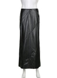 Pu Leather Slim Low Waist Skirt