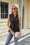 LAPEL SOLID COLOR SLEEVELESS CASUAL T-SHIRT