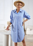LONG SLEEVE BUTTON SHIRT DRESS