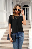 LACE PLEATED SHORT SLEEVE T-SHIRT SHIRT