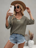 FASHION V-NECK LOOSE SOLID COLOR PULLOVER SWEATER