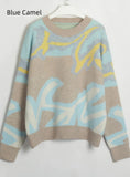 CLASSY FASHION CONTRAST COLOR PULLOVER SWEATER