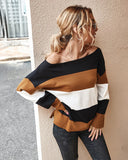 CLASSY WOMEN CONTRAST STRIPED SWEATER