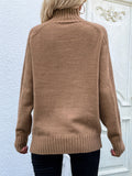 CLASSY SOLID COLOR TURTLENECK PULLOVER LOOSE SWEATER