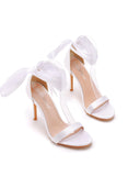 RIBBON SATIN STRAP HIGH-HEELED SANDALS