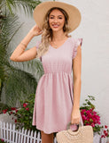 WOODEN EAR V-NECK HOLIDAY CASUAL DRESS