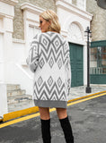 Retro Cardigan Diamond Long Sweater Coat