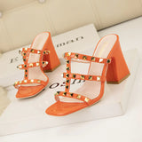 SQUARE TOE SLIPPERS POINTED RIVET SLIPPERS