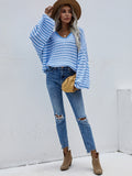 STYLISH PULLOVER STRIPED V-NECK SWEATER