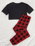 FASHION SHORT-SLEEVED PLAID HOME SUIT