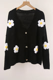 Button Cardigan Flower Sweater Coat