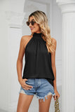 SOLID COLOR LACE KNIT VEST T-SHIRT