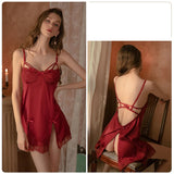 SEXY STEEL RING GATHERING SUSPENDER PAJAMAS