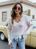FASHION LOOSE SHORT V-NECK FRINGED SWEATER
